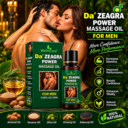 Da' Zeagra Power Massage Oil for Men – Natural Stamina Oil, WellnCare 25ml