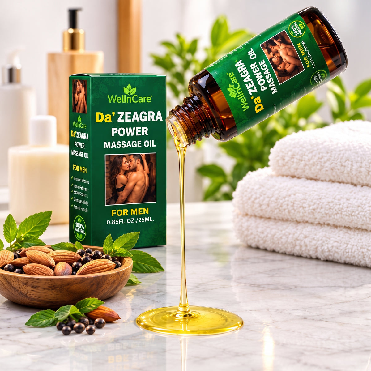 Da' Zeagra Power Massage Oil for Men – Natural Stamina Oil, WellnCare 25ml