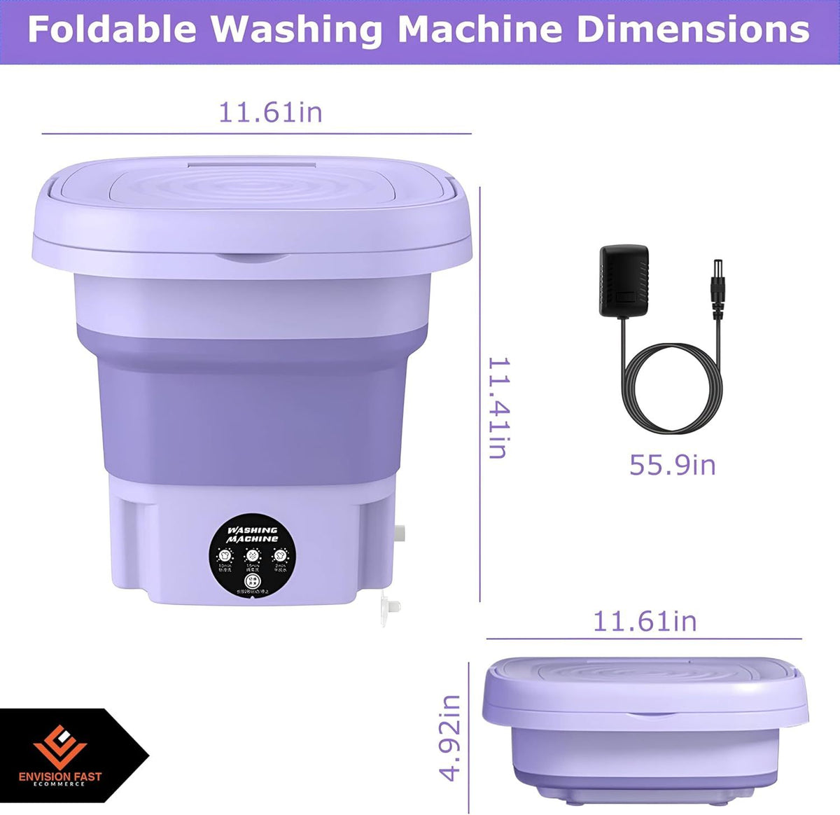 Portable Foldable Mini Washing Machine – Compact Spin Dryer for Home & Travel